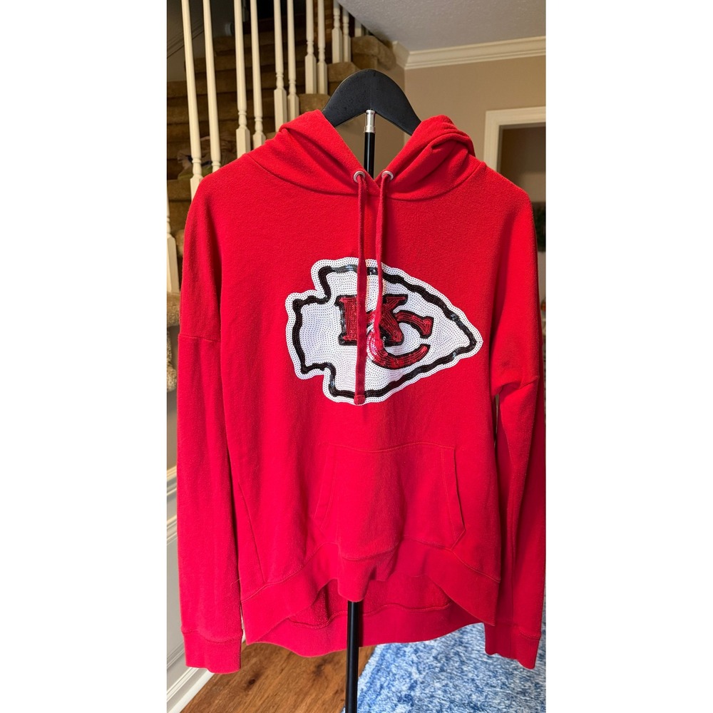 Victoria's Secret PINK NFL Kansas City Chiefs Sequin Logo Hoodie Red Small